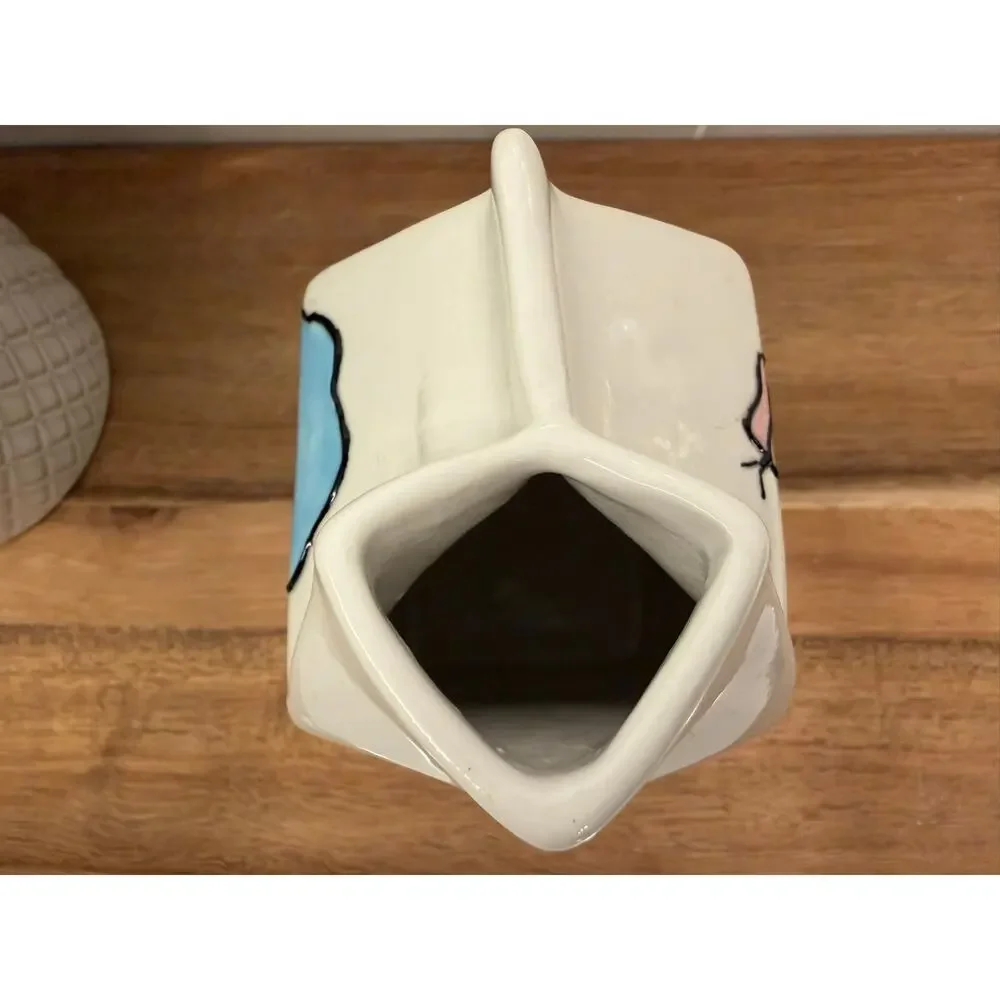 VTG Ganz Ceramic Milk Creamer Carton with Spout Drawn Cows and Flowers - Picture 7 of 9